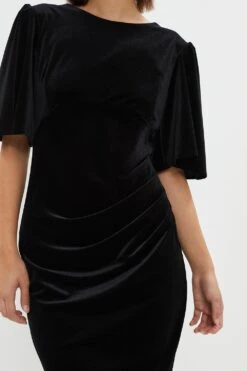Coast Petite Velvet Flare Sleeve Sculpting Dress -Simply Feminine Shop bcc03427 black xl 4