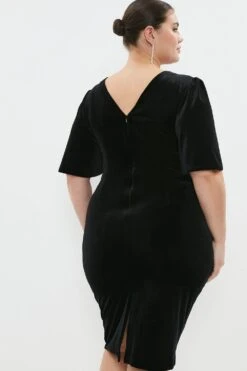 Coast Plus Size Velvet Flare Sleeve Sculpting Dress -Simply Feminine Shop bcc03428 black xl 2