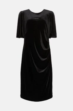 Coast Plus Size Velvet Flare Sleeve Sculpting Dress -Simply Feminine Shop bcc03428 black xl 3