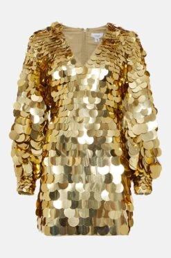 Coast Deep V Disc Sequin Mini Dress​ -Simply Feminine Shop bcc03441 gold xl 3