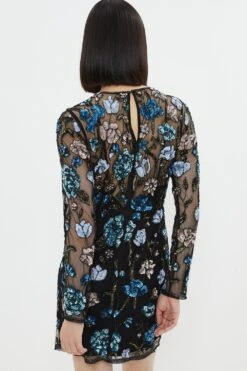 Coast Hand Embellished Long Sleeve Dress -Simply Feminine Shop bcc03442 black xl 2