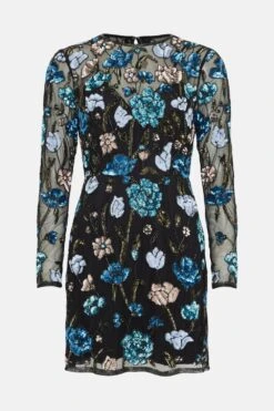 Coast Hand Embellished Long Sleeve Dress -Simply Feminine Shop bcc03442 black xl 3