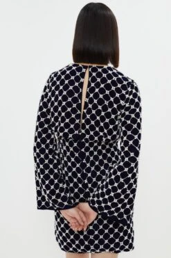 Coast Pearl Embellished Long Sleeve Mini Dress -Simply Feminine Shop bcc03465 navy xl 2