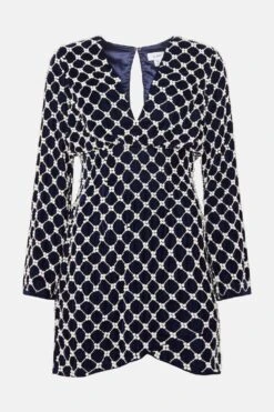 Coast Pearl Embellished Long Sleeve Mini Dress -Simply Feminine Shop bcc03465 navy xl 3
