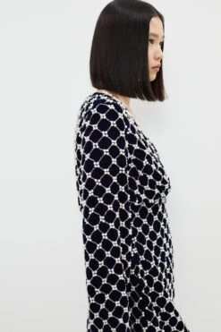 Coast Pearl Embellished Long Sleeve Mini Dress -Simply Feminine Shop bcc03465 navy xl 4