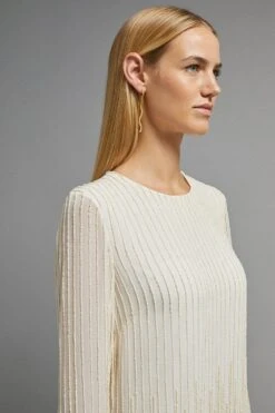 Coast Long Sleeve Embellished Fringe Detail Mini Dress -Simply Feminine Shop bcc03468 ivory xl 4