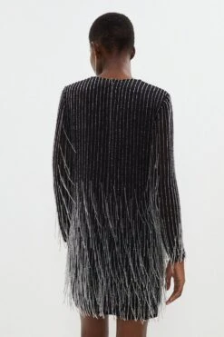 Coast Beaded Fringe Embellished Mini Dress -Simply Feminine Shop bcc03469 black xl 2