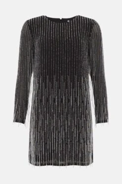Coast Beaded Fringe Embellished Mini Dress -Simply Feminine Shop bcc03469 black xl 3