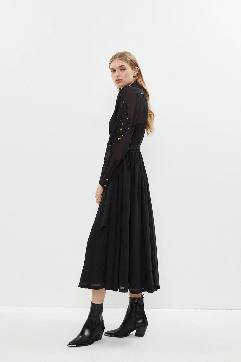 Coast Placed Cutwork Midi Georgette Shirt Dress 7 Coast Placed Cutwork Midi Georgette Shirt Dress - Image 5