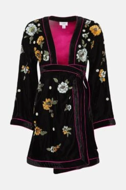 Coast Premium Hand Embellished Velvet Mini Wrap Dress -Simply Feminine Shop bcc03473 black xl 3