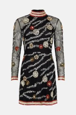 Coast Mini Dress With Hand Embellished Flowers​ -Simply Feminine Shop bcc03476 black xl 3