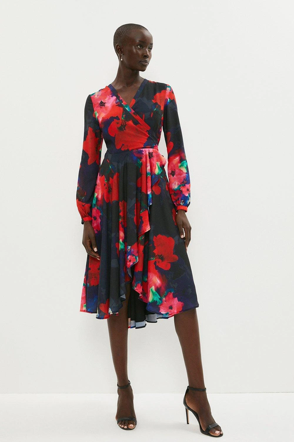 Coast Long Sleeve Ruffle Mid Wrap Dress 3 Coast Long Sleeve Ruffle Mid Wrap Dress