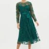 Coast All Over Embroidered Long Sleeve Midi Dress -Simply Feminine Shop bcc03508 forest xl