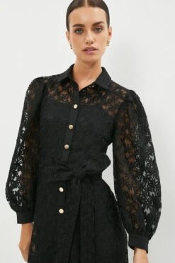 Coast Petite Organza Long Sleeve Midi Shirt Dress -Simply Feminine Shop bcc03511 black xl 1