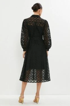 Coast Petite Organza Long Sleeve Midi Shirt Dress -Simply Feminine Shop bcc03511 black xl 2