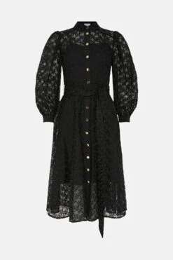 Coast Petite Organza Long Sleeve Midi Shirt Dress -Simply Feminine Shop bcc03511 black xl 3