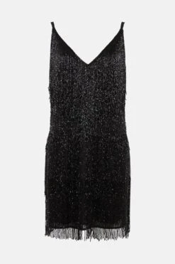 Coast Beaded Fringe Mini Dress -Simply Feminine Shop bcc03514 black xl 3