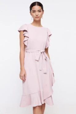 Coast Petite Ruffle Shoulder Tie Waist Dress