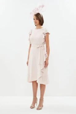 Coast Petite Ruffle Shoulder Tie Waist Dress -Simply Feminine Shop bcc03524 blush xl 4