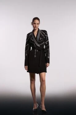 Coast Premium Long Sleeve Tux Dress With Hand Beade -Simply Feminine Shop bcc03545 black xl 4