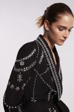 Coast Premium Long Sleeve Tux Dress With Hand Beade -Simply Feminine Shop bcc03545 black xl 5