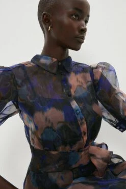 Coast Organza Shirt Dress 7 Coast Organza Shirt Dress -Simply Feminine Shop bcc03561 blue xl 1