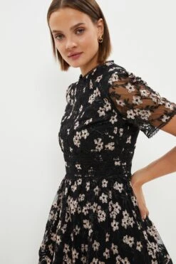 Coast Midi Mesh Dress With Buttons -Simply Feminine Shop bcc03612 black xl 1