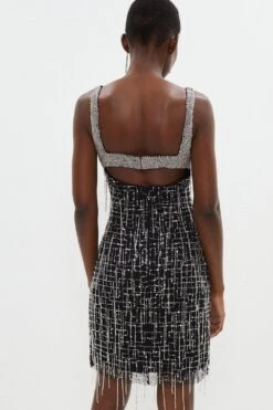 Coast Premium Drape Corset Fringe Mini Dress -Simply Feminine Shop bcc03641 black xl 2