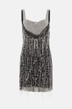 Coast Premium Drape Corset Fringe Mini Dress -Simply Feminine Shop bcc03641 black xl 3