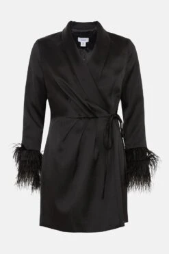 Coast Drape Front Feather Cuff Mini Dress -Simply Feminine Shop bcc03667 black xl 3