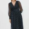 Coast Printed Mesh Plunge Neck Midi Dress -Simply Feminine Shop bcc03670 mono xl