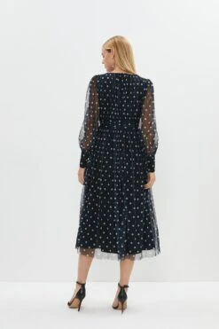 Coast Printed Mesh Plunge Neck Midi Dress -Simply Feminine Shop bcc03670 mono xl 2