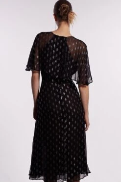 Coast Metallic Spot Cape Sleeve Midi Dress -Simply Feminine Shop bcc03722 black xl 2