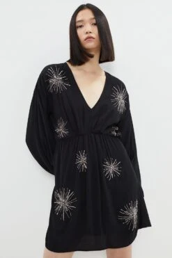 Coast Starburst Beadwork Viscose Mini Dress