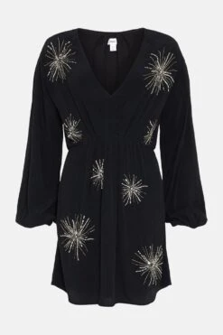 Coast Starburst Beadwork Viscose Mini Dress 9 Coast Starburst Beadwork Viscose Mini Dress -Simply Feminine Shop bcc03728 black xl 3