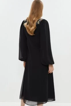 Coast Petite Mirrored Orchid Button Through Dress 8 Coast Petite Mirrored Orchid Button Through Dress -Simply Feminine Shop bcc03731 black xl 2