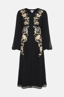 Coast Petite Mirrored Orchid Button Through Dress 9 Coast Petite Mirrored Orchid Button Through Dress -Simply Feminine Shop bcc03731 black xl 3