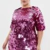 Coast Plus Size Premium Square Sequin T Shirt Dress -Simply Feminine Shop bcc03752 pink xl