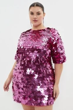 Coast Plus Size Premium Square Sequin T Shirt Dress