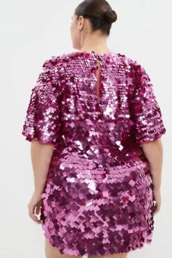 Coast Plus Size Premium Square Sequin T Shirt Dress -Simply Feminine Shop bcc03752 pink xl 2