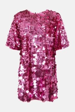 Coast Plus Size Premium Square Sequin T Shirt Dress -Simply Feminine Shop bcc03752 pink xl 3