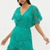 Coast Mini V Neck Lace Dress With Flare Sleeve -Simply Feminine Shop bcc03777 green xl