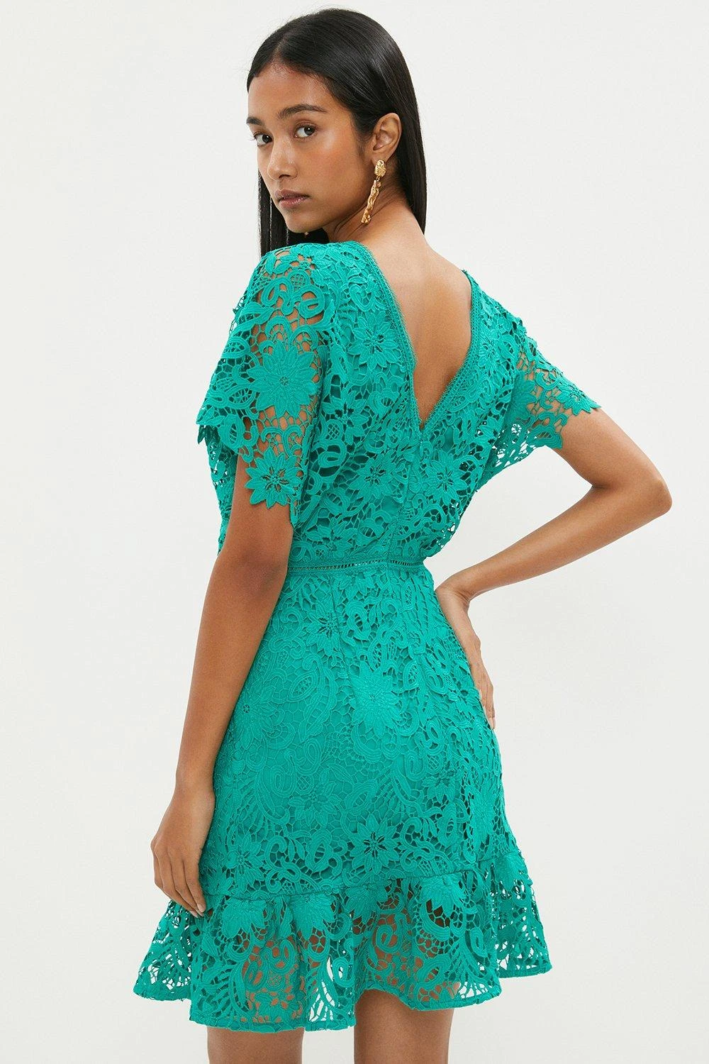 Coast Mini V Neck Lace Dress With Flare Sleeve 5 Coast Mini V Neck Lace Dress With Flare Sleeve - Image 3