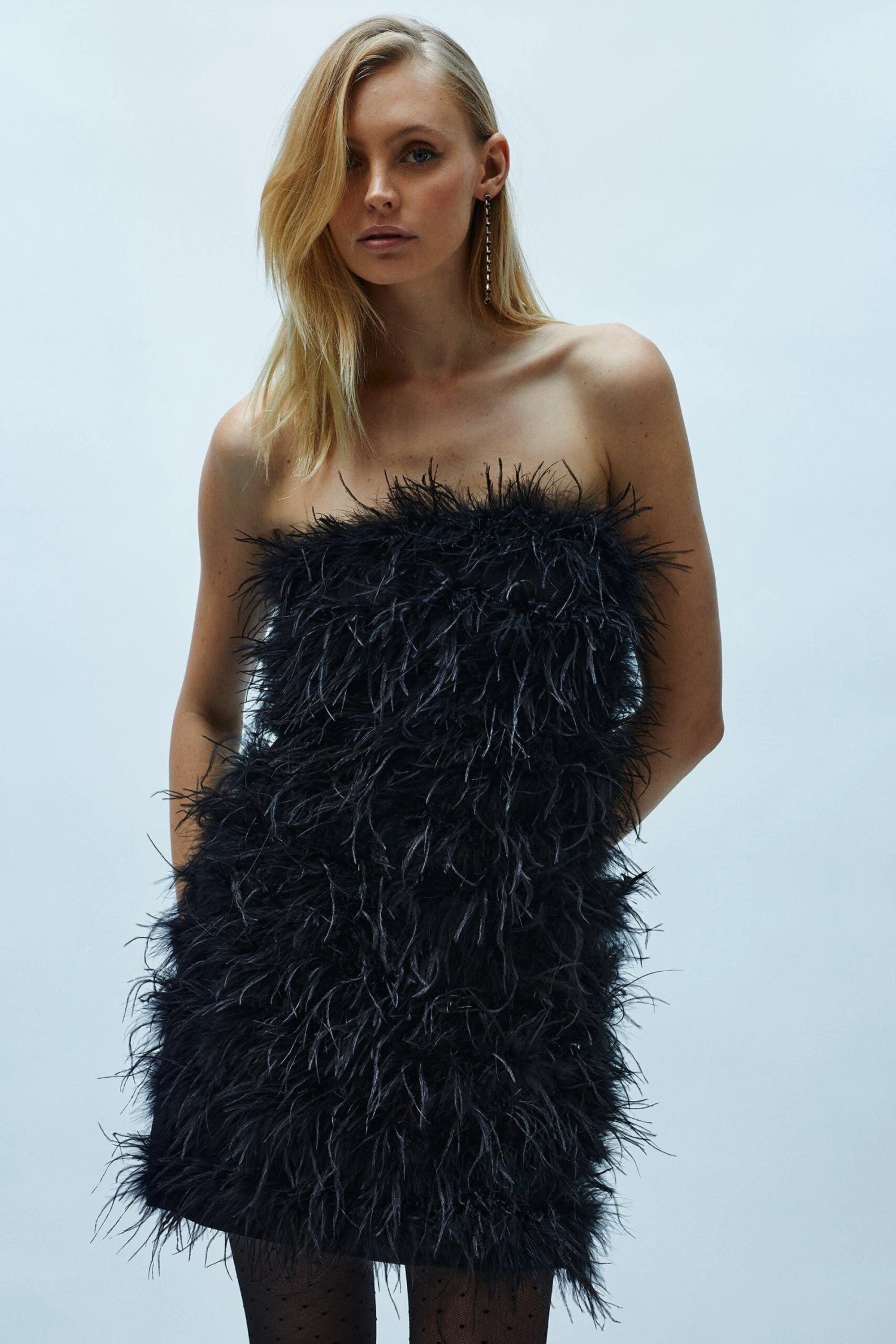 Coast All Over Feather Bandeau Mini Dress 3 Coast All Over Feather Bandeau Mini Dress