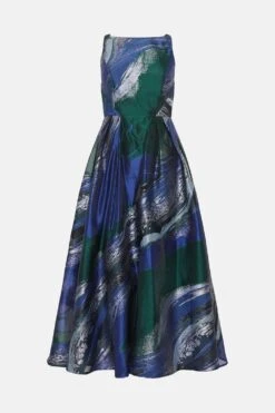 Coast Premium Metallic Abstract Jacquard Midi Dress -Simply Feminine Shop bcc03820 blue xl 3