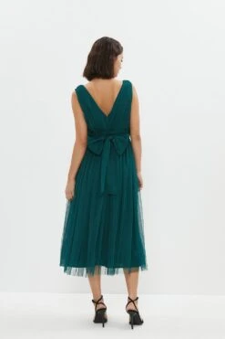 Coast Petite Sleeveless Tulle V Front Bow Back Midi Dress -Simply Feminine Shop bcc03888 forest xl 2