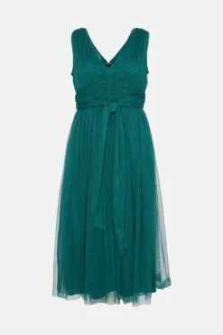 Coast Petite Sleeveless Tulle V Front Bow Back Midi Dress -Simply Feminine Shop bcc03888 forest xl 3