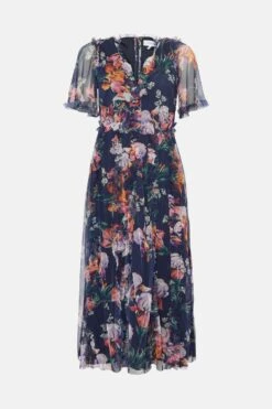 Coast Petite V Neck Angel Sleeve Mesh Dress -Simply Feminine Shop bcc03895 navy xl 4