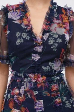 Coast Petite V Neck Angel Sleeve Mesh Dress -Simply Feminine Shop bcc03895 navy xl 5