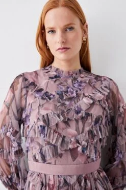 Coast Diamond Ruffle High Neck Mesh Dress 9 Coast Diamond Ruffle High Neck Mesh Dress -Simply Feminine Shop bcc03896 mink xl 2